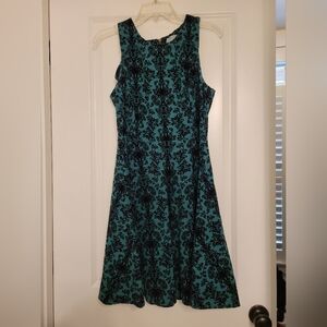 Green and Black above the knee dress, size M